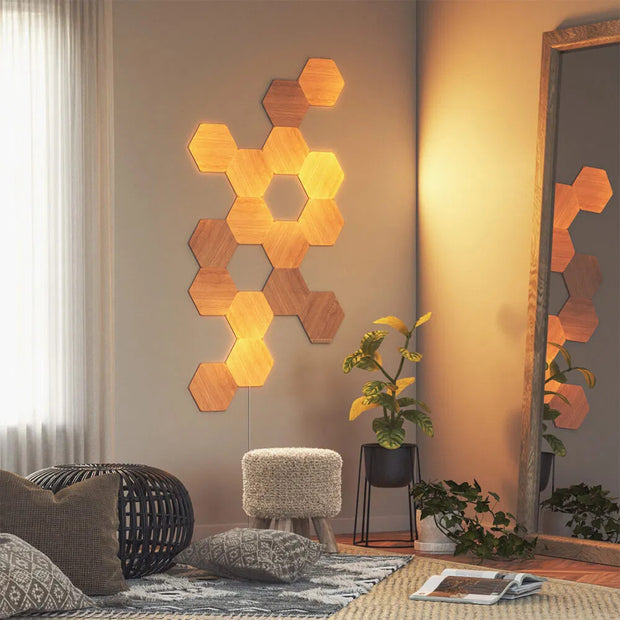Nanoleaf Elements Wood Look Hexagons | Truly Personalized Smart Home Lighting
