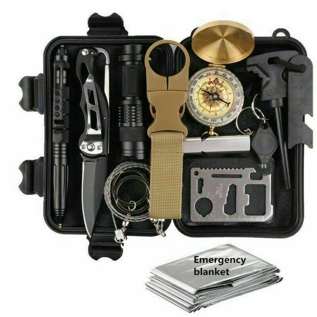 14 in 1 Outdoor Emergency Survival Gear Kit Camping Tactical Tools SOS EDC Case
